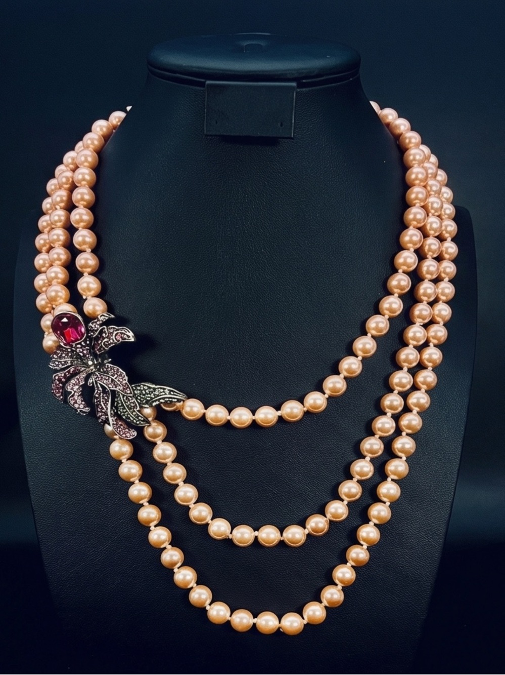 Heidi Daus "Wild Orchid Elegance" Multi Strand Pearl Necklace